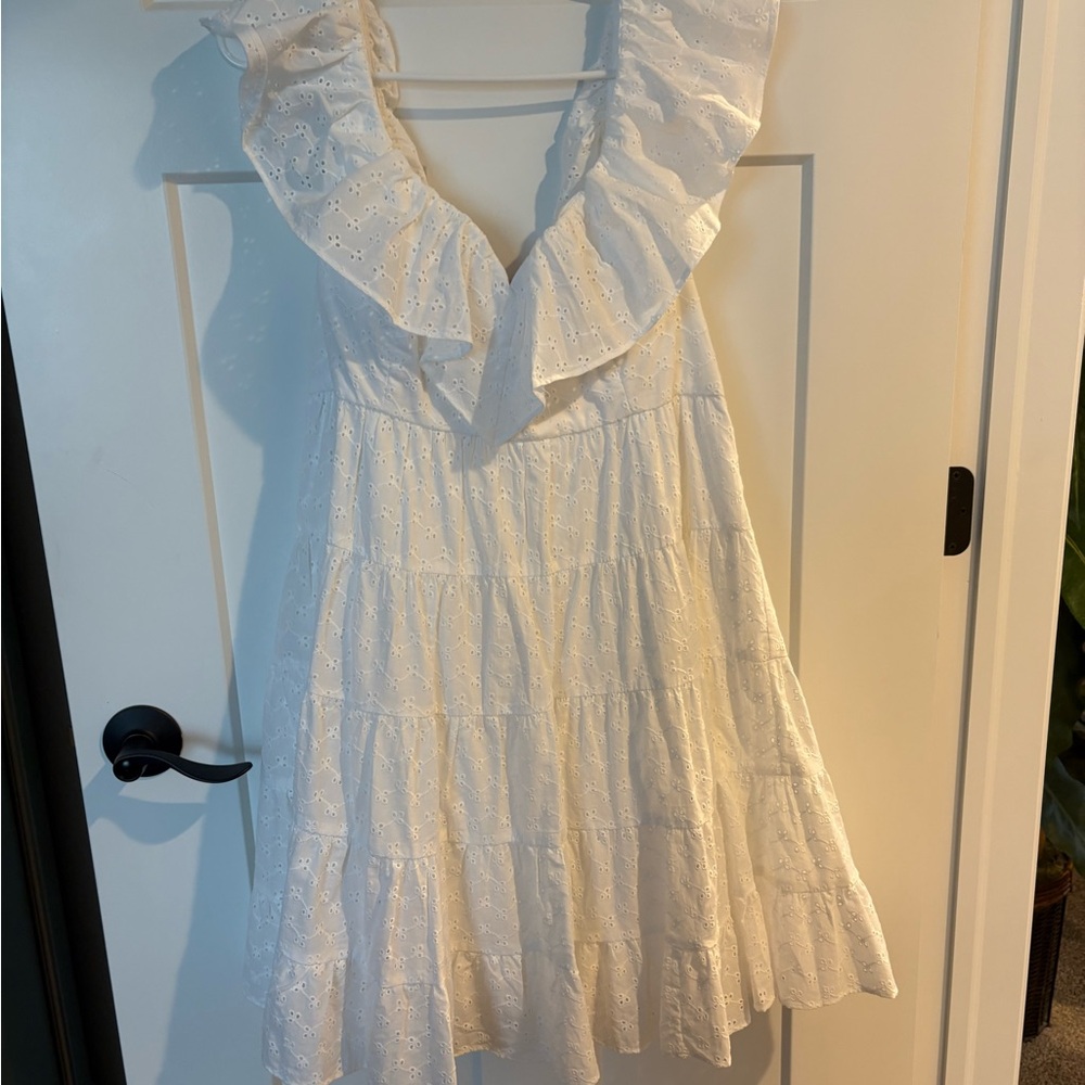 White Eyelet Ruffle Dress